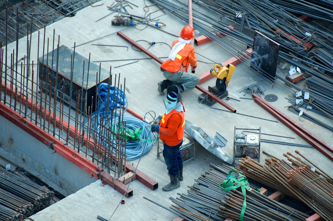 Industrial scaffolding on a UK construction site